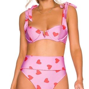 BEACH RIOT Blair Valentine Heart Bikini Top Size M NWT